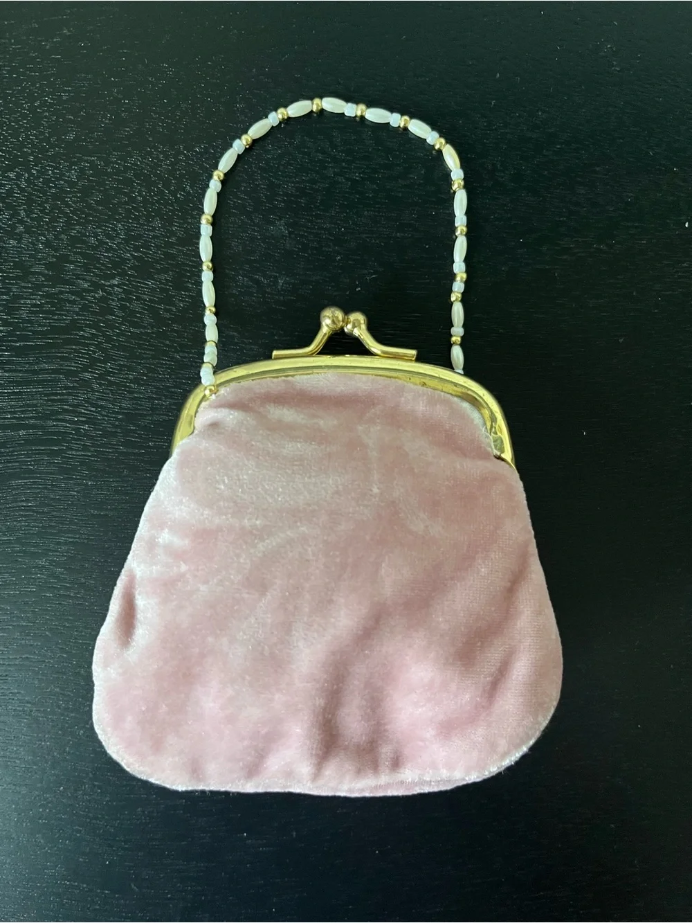 Vintage 1950’s Pink Velvet Beaded Mini Handbag